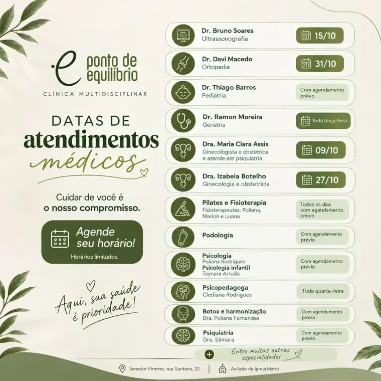 Datas de atendimentos médicos
